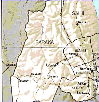 mapa de Eritreia