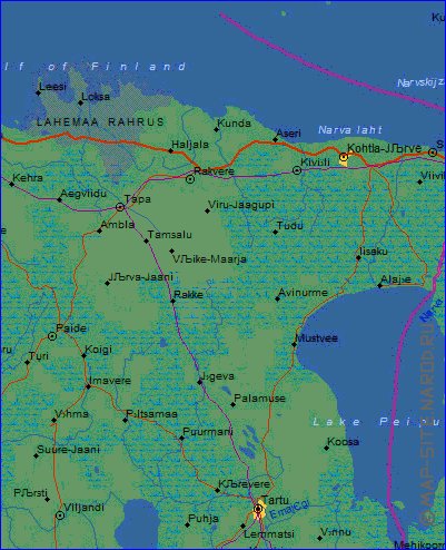 mapa de Estonia em ingles