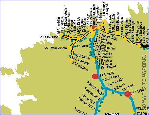 Transport carte de Estonie en anglais