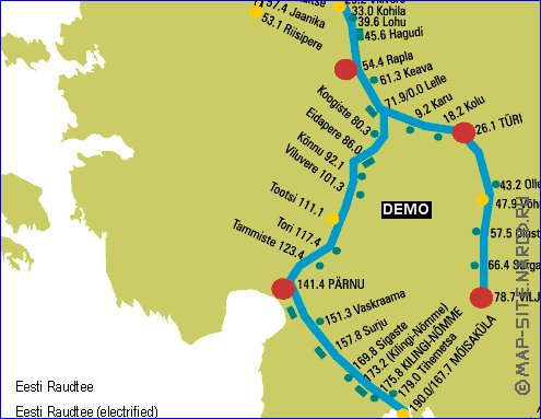 Transport carte de Estonie en anglais