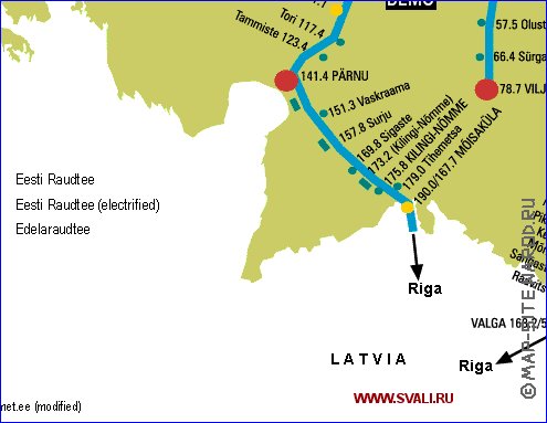 Transporte mapa de Estonia em ingles