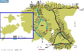 Transporte mapa de Estonia em ingles