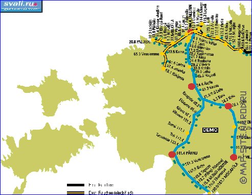 Transporte mapa de Estonia em ingles