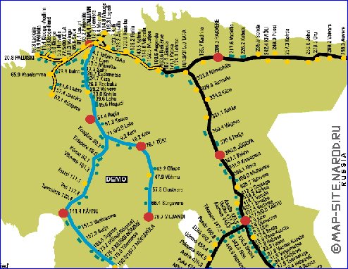 Transporte mapa de Estonia em ingles