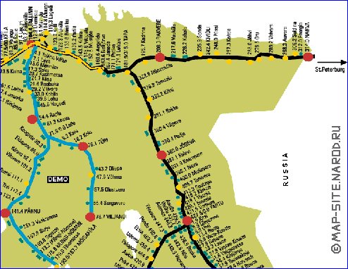 Transport carte de Estonie en anglais