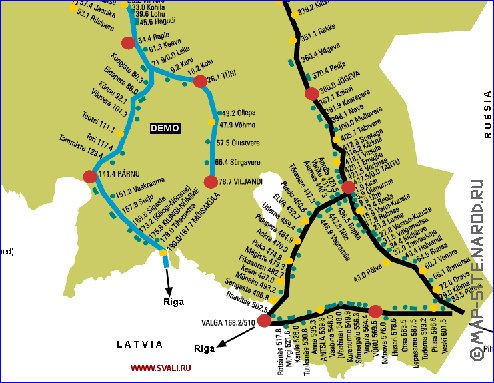 Transporte mapa de Estonia em ingles