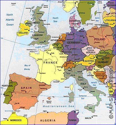 mapa de Europa em ingles