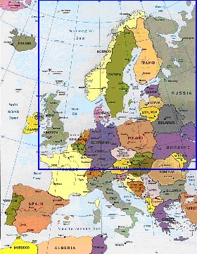 mapa de Europa em ingles