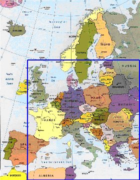 mapa de Europa em ingles