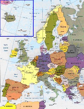 mapa de Europa em ingles