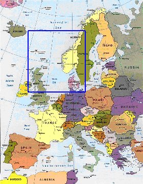 mapa de Europa em ingles