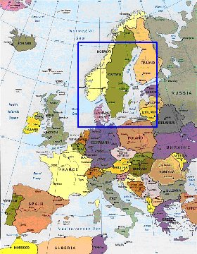 mapa de Europa em ingles