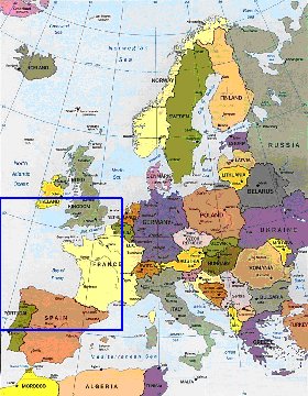 mapa de Europa em ingles