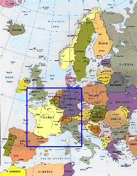 mapa de Europa em ingles