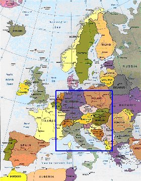 mapa de Europa em ingles