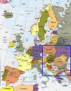 mapa de Europa em ingles