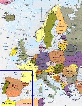 mapa de Europa em ingles