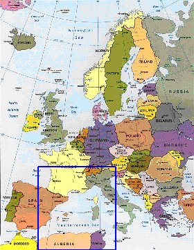 mapa de Europa em ingles