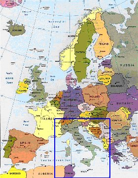 mapa de Europa em ingles