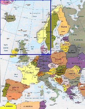 carte de Europe en anglais