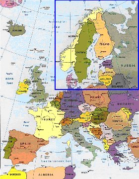 mapa de Europa em ingles