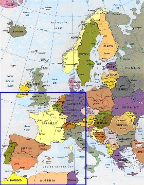 mapa de Europa em ingles