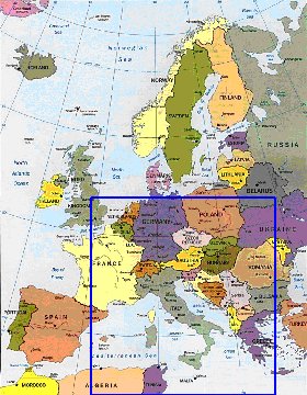 mapa de Europa em ingles