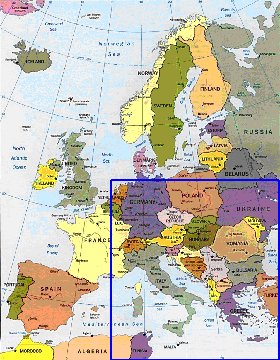 mapa de Europa em ingles