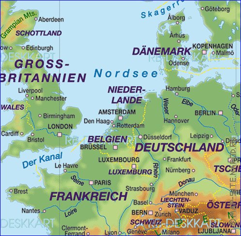 Fisica mapa de Europa em alemao