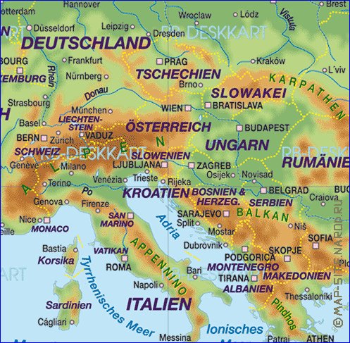 Fisica mapa de Europa em alemao