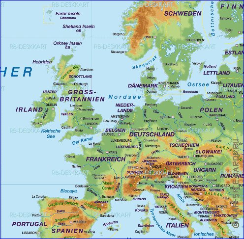 Fisica mapa de Europa em alemao