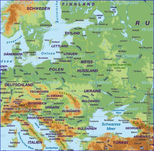 Fisica mapa de Europa em alemao