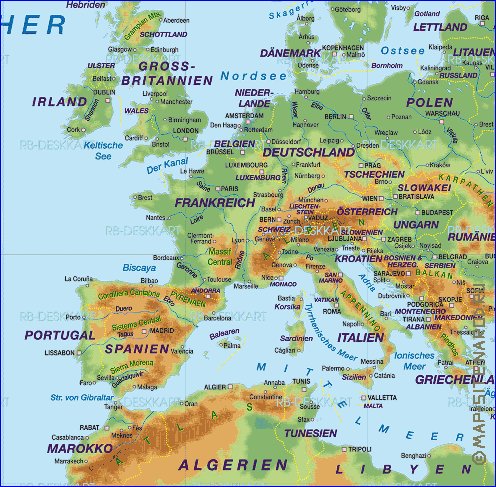 Fisica mapa de Europa em alemao