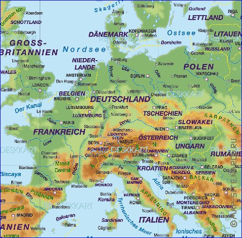 Fisica mapa de Europa em alemao