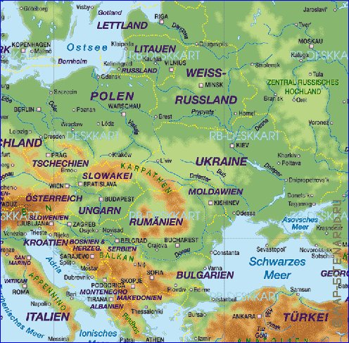 Fisica mapa de Europa em alemao