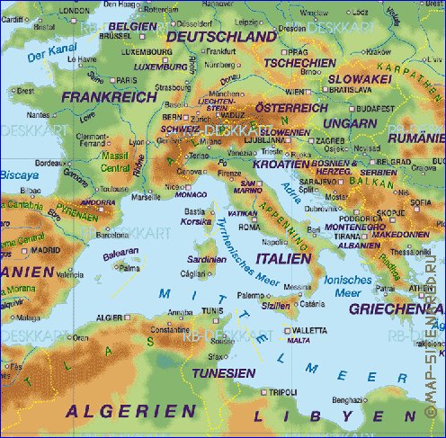 Fisica mapa de Europa em alemao