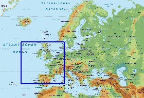 Physique carte de Europe en allemand