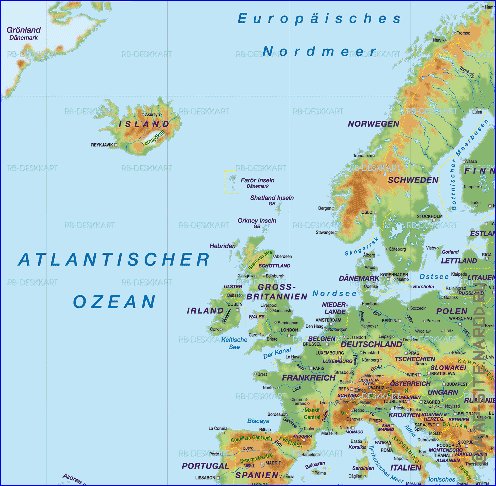 Fisica mapa de Europa em alemao