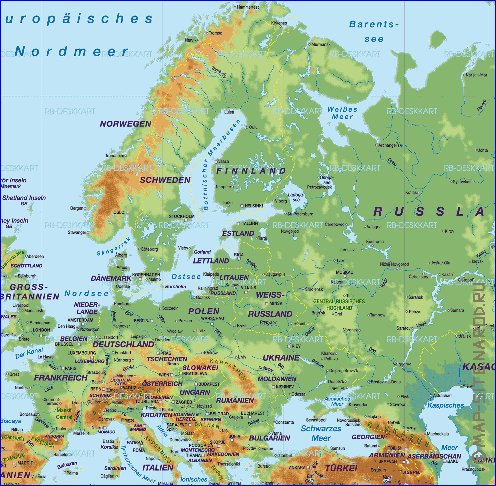 Fisica mapa de Europa em alemao