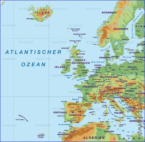 Fisica mapa de Europa em alemao