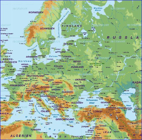 Fisica mapa de Europa em alemao