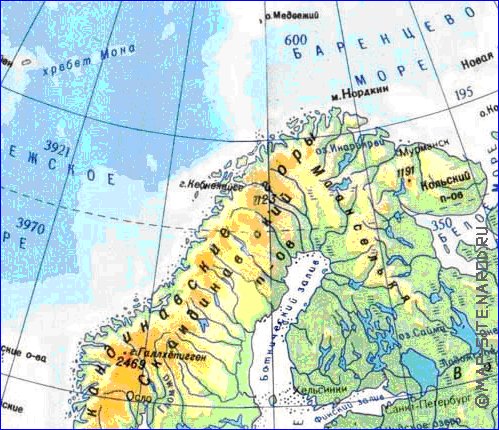 Physique carte de Europe