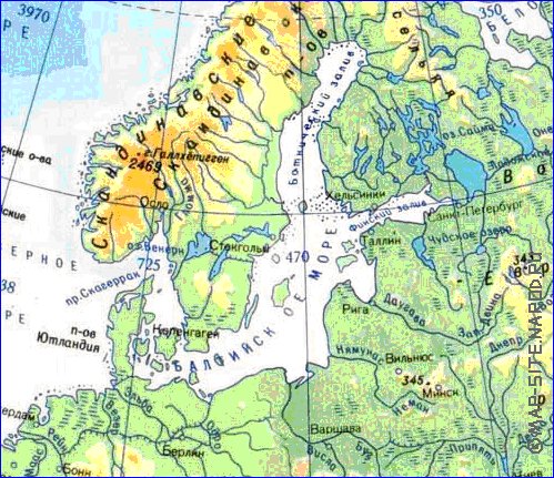 Physique carte de Europe