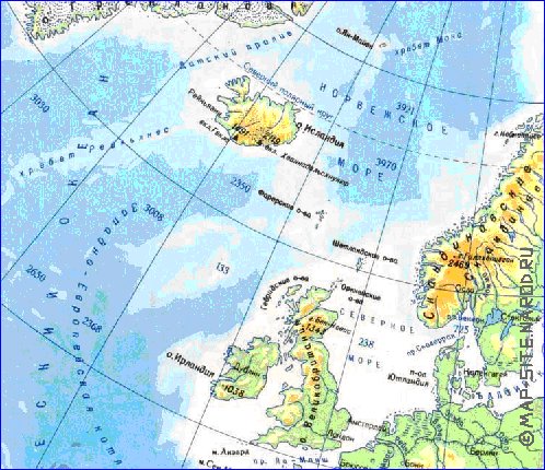 Physique carte de Europe