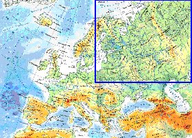 Physique carte de Europe