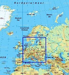 mapa de Europa em alemao