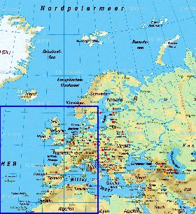 mapa de Europa em alemao