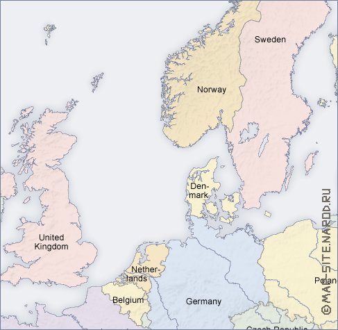 Politico mapa de Europa em ingles