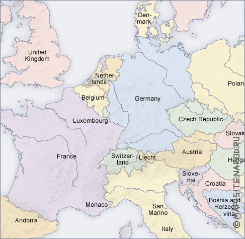 Politique carte de Europe en anglais
