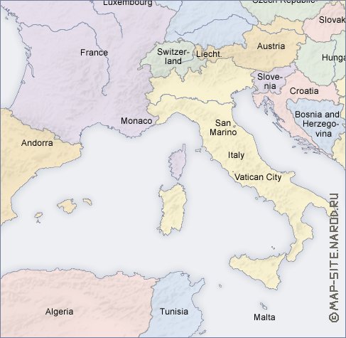 Politico mapa de Europa em ingles